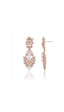 Vip Seri Küpe Xuping Çiçekli Telkari Tasarım Taşlı Rose Altın Kaplama 2,5cm Rose Gold