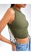 Merry See Yanları Büzgülü Kolsuz Bluz Crop Top Atlet Yeşil