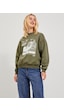 Jack & Jones Jjxx Bisiklet Yaka Rahat Kesim Haki Kadın Sweatshirt 12241324 001