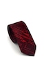 Gaffy Siyah Kırmızı Kırcıl Desenli Bordo Dokuma Kumaş Mendilli Slim Fit Kravat // Sdk-2611-4 Bordo