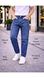 Cedy Denim Dar Paça Erkek Yüksek Bel Kot Pantolon - Salaş Mom Jean C333 Mavi