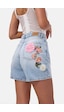 it's basic Kadın Mavi 4s6-3 Mom Relax Gül Ve Nakış Detaylı Özel Tasarım Denim Şort