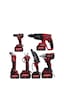 Prohummer Ph338 Profesyonel Kömürsüz Akülü Kırmızı 6lı Set - 21v 4ah Kırıcı Delici, Somun Sıkma, Vidalama, Avuç Taşlama, Dal Budama Makası, Dal Testeresi