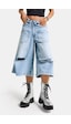 it's basic Kadın Mavi 12s6-3 Süper Baggy Fit Kemer Detaylı Maxi Boy Denim Şort