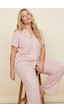 Siyah İnci Büyük Beden Battal Boy Düğmeli Örme Pijama Takım 8016 Beyaz Somon Leopar