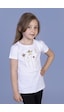 Toontoy Kids Toontoy Kız Çocuk Yıldız Nakışlı Tişört Beyaz