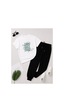 Herkesemoda Soft Çiçek Desen Baskı Detaylı T-shirt Eşofman Takımı Beyaz