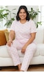 Siyah İnci Desenli Pamuklu Büyük Beden Battal Boy Örme Pijama Takım 26113884 Pembe