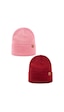 Sayzen Your Shine Unisex Basic Katlamalı 2'li Bere Set Pembe-bordo