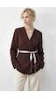 Shade Kadın Kruvaze Yaka Fular Kemerli Kadın Blazer Ceket 8014 60283988 - Kahverengi