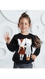 Kız Çocuk Yıldız Desenli Siyah Uzun Kollu Sweatshirt 4-10 Yaş