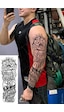 Gotik Yazılı Tam Kol Kaplama Geçici Dövme - 48 Cm Suya Dayanıklı Tattoo Siyah