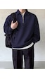Genius Store Genıus Store Erkek Polo Yaka Oversize Sweatshirt Yarım Fermuar Sweatshirt Oversıze-sweatshırt Lacivert