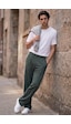 Tommylife Haki Yüzeyi Dokulu Standart Fit Palazzo Erkek Pantolon - 82171 Haki