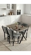 Mutfak Masası 4 Sandalyeli Set 110x70 Cm Modern Masa Takımı Cafe Balkon Ofis Masa Elma 9887 Anstrast Gri