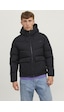 Jack & Jones Logo Baskılı Kapüşonlu Puffer Mont - Vesterbro 12238849 Siyah Koyu Siyah