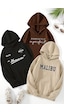Uyguntarz 3'lu Paket Baskılı Oversize Unisex Sweatshirt Bej