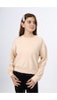 Toontoy Kız Çocuk Düşük Omuz Gazeli Okul Sweatshirt Bej