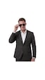Deepsea Füme Kare Desenli Slim Fit Erkek Takım Elbise Çift Düğme Çift Yırtmaç 2 Li Takım 2601812