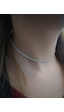 Gümüş Kısa Choker Su Yolu Taşlı Kolye Ko9e67 Altın - Gümüş
