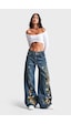it's basic Kadın T.kot Rengi Nakışlı Tasarım Palazzo Fit Denim Jean Kırmızı