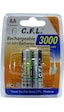 ŞARJLI PİL AA KALEM 3000MAH Nİ-MH (2 ADET) CFL