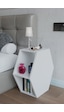 Alpa Ev Mobilya Altıgen Komodin, Modern Başucu Sehpası, Dekoratif Raflı Komodin Kitaplık Beyaz