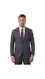 Deepsea Antrasit Kare Desenli Slim Fit Erkek Takım Elbise Çift Düğme Çift Yırtmaç 2 Li Takım 2601812