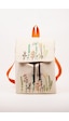 Fabric Craft Bag Sırt Çantas Kanvas Nakışlı Ayarlanabilir Krem Rengi Krem