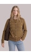 Soft&Basic Kadın Kontrast Fırfırlı Crop Triko Hırka Geometrik Desenli Düğmeli Hırka Bej