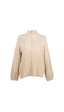 Vedi-bb Oversize Yüksek Yakalı Balon Kol Kadın Ceket - Minimalist Tarz Camel