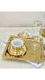 Abant 6 Adet Gold Altın Kare Paslanmaz Çelik Kahve Servis Sunum Tepsi & Tabağı (21X21Cm)
