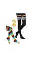 Kral Socks Kadın Dizüstü Çorap 2 Çift Düz Çizgili Pamuklu Dizüstü Siyah