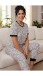 Siyah İnci Desenli Pamuklu Büyük Beden Battal Boy Örme Pijama Takım 26113864 Lila