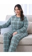 Siyah İnci Desenli Termal Kumaşlı Ultra Soft Yumuşak Büyük Beden Battal Boy Örme Pijama Takımı 26226708 Yeşil