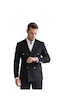 Deep Sea Deepsea Erkek Siyah Slim Fit Kruvaze Takım Elbise Likralı Çizgili Dokulu Metal Düğmeli 2600820
