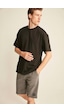 Grımelange Grımelange Jett Erkek Oversize Fit %100 Organik Pamuk Kalın Dokulu Bisiklet Yakalı Siyah T-shirt Siyah