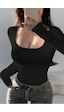 Kadın Siyah Kare Yaka Uzun Kollu Esnek Body Günlük & Şık Slim Fit Basic Bluz Siyah Kadın Siyah Kare Yaka Uzun Kollu Esnek Body Günlük & Şık Slim Fit Basic Bluz Siyah