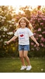 Monila Kız Çocuk Baskılı Pamuklu Bisiklet Yaka T-shirt Ekru