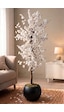 Cihan Çiçekçilik Yapay Beyaz Bahar Dalı Ağacı 140cm- 27x33 Cm Küre Saksılı Siyah