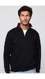 Tudors Unisex Relax Fit Rahat Kesim Pamuklu İçi Polarlı Yarım Fermuarlı Siyah Dik Yaka Sweatshirt-29035