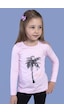 Toontoy Kids Toontoy Kız Çocuk Palmiye Baskılı Pul İşlemeli Tişört Açık Pembe