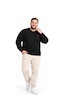 Annex Büyük Beden Basic Waffle Kumaş Erkek Sweatshirt Siyah
