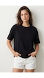 Elemge Pamuk Süprem Tok Kumaş Kadın Boxy Fit Siyah T-shirt Bol Kesim Düşük Omuzlu Bisiklet Yaka Oversize Tişört Elemge Pamuk Süprem Tok Kumaş Kadın Boxy Fit Siyah T-shirt Bol Kesim Düşük Omuzlu Bisiklet Yaka Oversize Tişört