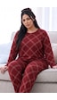 Siyah İnci Desenli Termal Kumaşlı Ultra Soft Yumuşak Büyük Beden Battal Boy Örme Pijama Takımı 26226723 Bordo