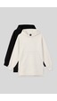 Tommylıfe Rahat Form Kapüşonlu 2li Paket Siyah-ekru Kadın Tunik Sweatshirt - 97163 Siyah - Ekru