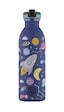 Kids Bottle Space Friends Pipetli Paslanmaz Çelik Çocuk Su Matarası 500 Ml Mor