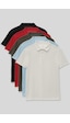 Standart Fit Basic Polo Yaka 5li Paket Unisex Çocuk T-shirt - 11330 Renkli
