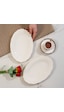 Porsima 4461 Gonca Porselen Kayık Tabak Seti - Oval Kahvaltılık Sunumluk Seti 25cm Beyaz