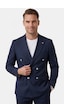 Deep Sea Deepsea Erkek Lacivert Slim Fit Kruvaze Takım Elbise Likralı Çizgili Dokulu Metal Düğmeli 2600820